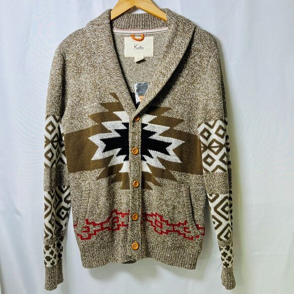 *NWT* KOTO Western Steer Cardigan Sweater Boho Southwest Button-Front Sz. MEDIUM - Picture 2 of 6
